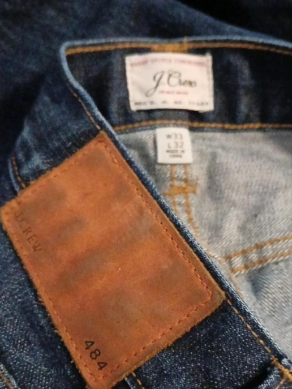 J.Crew 484 Slim Tapered Jeans Mens 33x32 Blue Dark Wash Cotton Denim Casual Pant